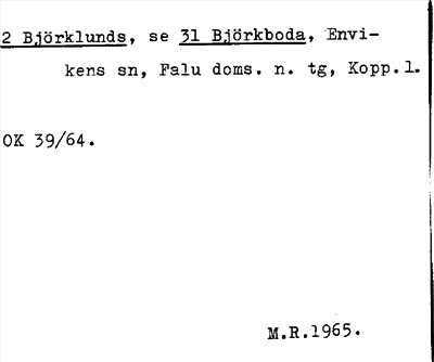 Bild på arkivkortet för arkivposten Björklunds, se 31 Björkboda