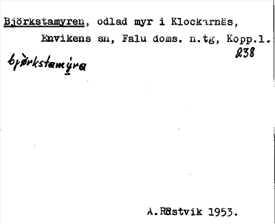 Bild på arkivkortet för arkivposten Björkstamyren