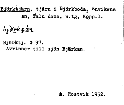 Bild på arkivkortet för arkivposten Björktjärn
