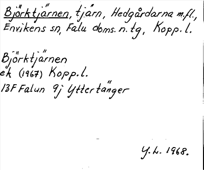 Bild på arkivkortet för arkivposten Björktjärnen