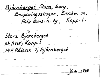 Bild på arkivkortet för arkivposten Björnberget, Stora