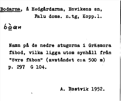 Bild på arkivkortet för arkivposten Bodarna