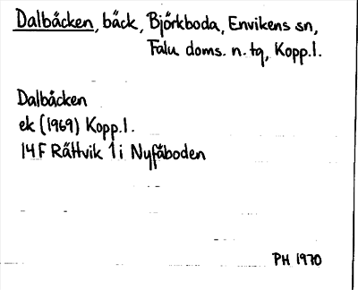 Bild på arkivkortet för arkivposten Dalbäcken