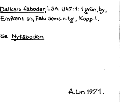 Bild på arkivkortet för arkivposten Dalkars fäbodar, se Nyfäboden