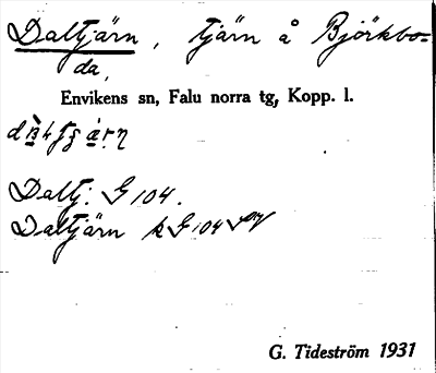 Bild på arkivkortet för arkivposten Daltjärn