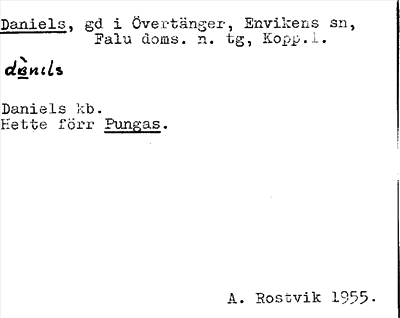 Bild på arkivkortet för arkivposten Daniels = Pungas