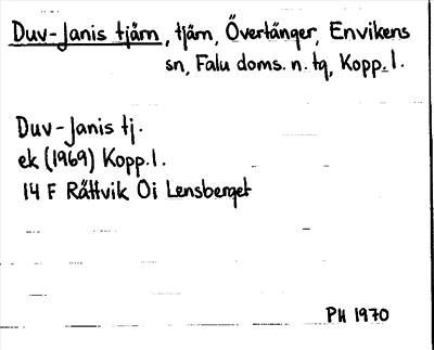 Bild på arkivkortet för arkivposten Duv-Janis tjärn