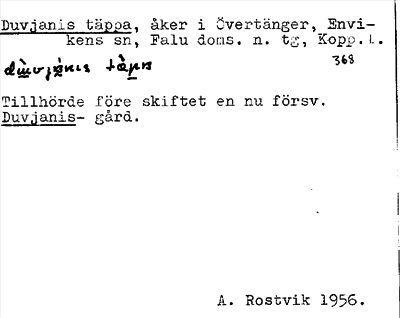 Bild på arkivkortet för arkivposten Duvjanis täppa
