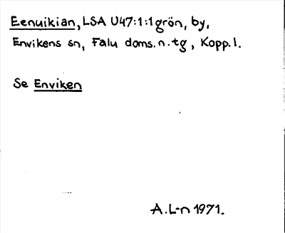 Bild på arkivkortet för arkivposten Eenuikian, se Enviken