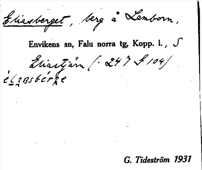 Bild på arkivkortet för arkivposten Eliasberget