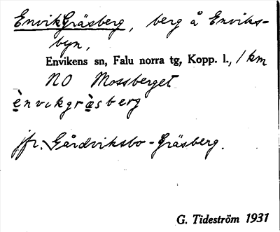 Bild på arkivkortet för arkivposten Envik Gräsberg