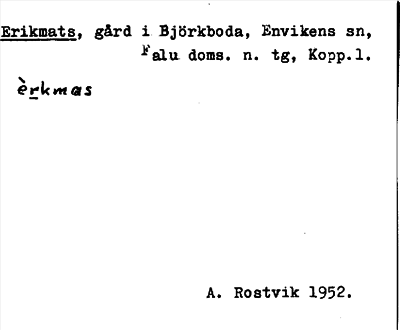 Bild på arkivkortet för arkivposten Erikmats