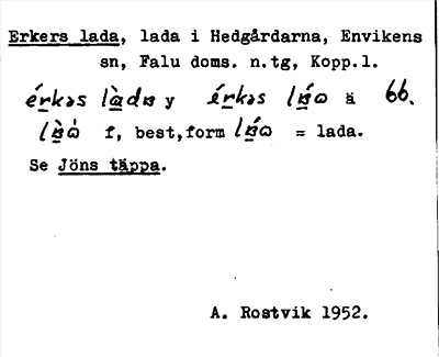 Bild på arkivkortet för arkivposten Erkers lada, se Jöns täppa