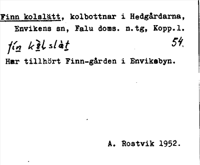 Bild på arkivkortet för arkivposten Finn kolslätt