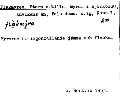 Bild på arkivkortet för arkivposten Flakmyren, Stora o. Lilla