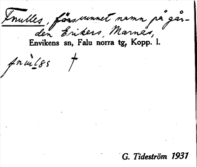 Bild på arkivkortet för arkivposten Fnulles