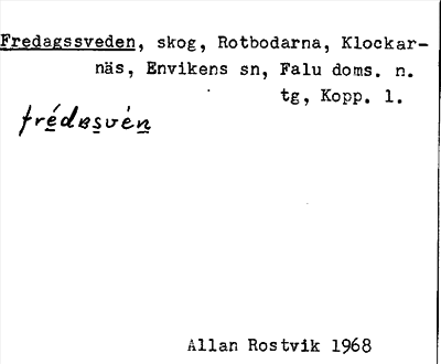 Bild på arkivkortet för arkivposten Fredagssveden
