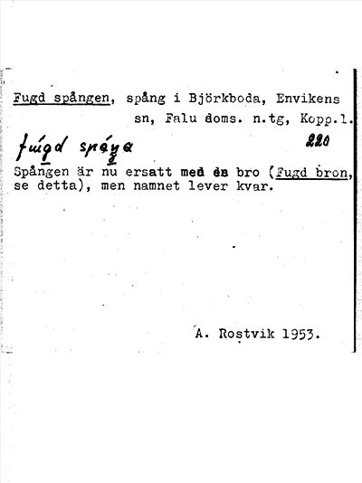 Bild på arkivkortet för arkivposten Fugd spången