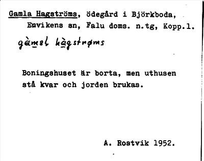 Bild på arkivkortet för arkivposten Gamla Hagströms