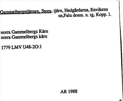 Bild på arkivkortet för arkivposten Gammelbergstjärnen, Stora
