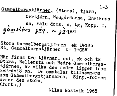 Bild på arkivkortet för arkivposten Gammelbergstjärnen