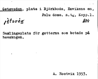 Bild på arkivkortet för arkivposten Getsveden