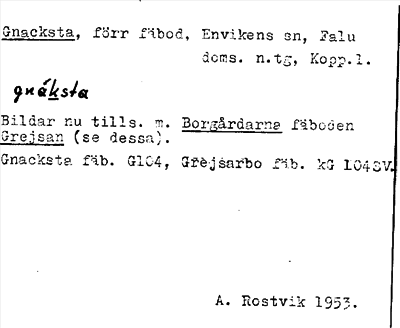 Bild på arkivkortet för arkivposten Gnacksta, se Borgårdarna, Grejsan