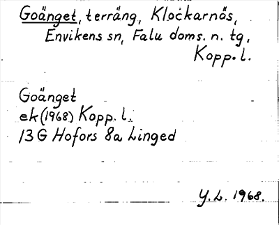 Bild på arkivkortet för arkivposten Goänget