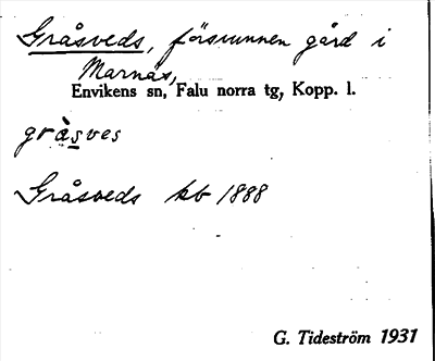 Bild på arkivkortet för arkivposten Gråsveds
