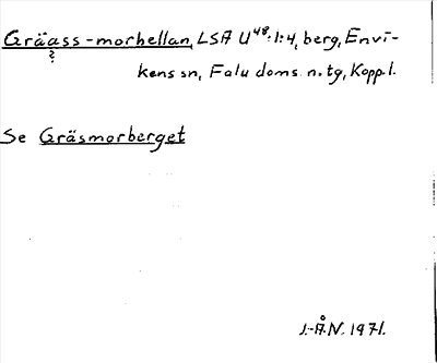 Bild på arkivkortet för arkivposten Gräass-morhellan?, se Gräsmorberget
