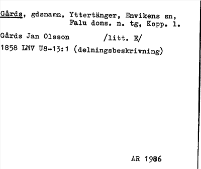 Bild på arkivkortet för arkivposten Gårds