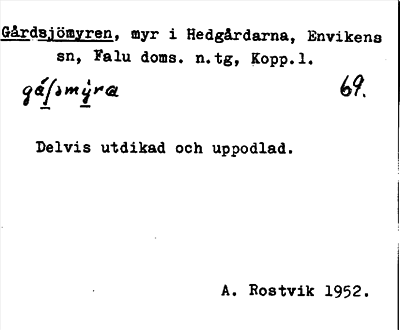 Bild på arkivkortet för arkivposten Gårdsjömyren