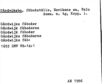 Bild på arkivkortet för arkivposten Gårdviksbo