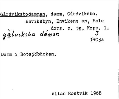 Bild på arkivkortet för arkivposten Gårdviksbodammen
