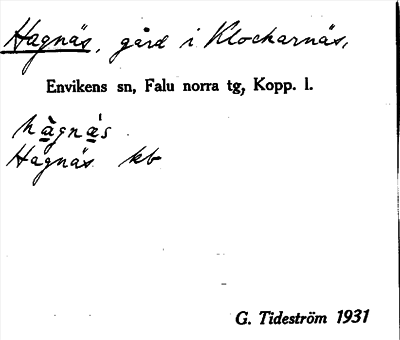 Bild på arkivkortet för arkivposten Hagnäs