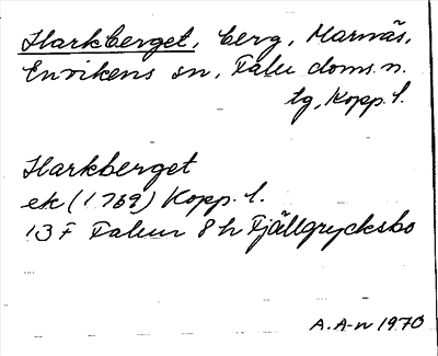 Bild på arkivkortet för arkivposten Harkberget