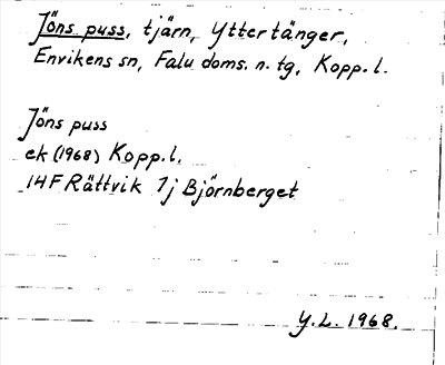 Bild på arkivkortet för arkivposten Jöns puss
