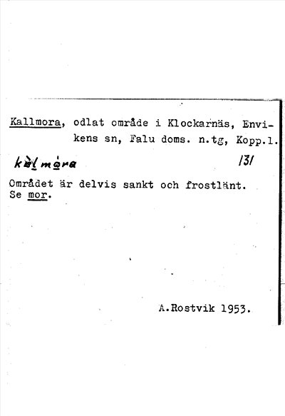 Bild på arkivkortet för arkivposten Kallmora