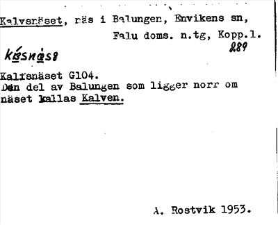 Bild på arkivkortet för arkivposten Kalvsnäset