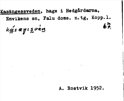 Bild på arkivkortet för arkivposten Kasängessveden
