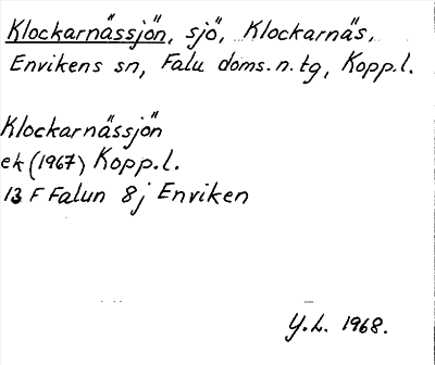 Bild på arkivkortet för arkivposten Klockarnässjön