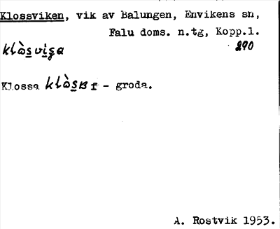 Bild på arkivkortet för arkivposten Klossviken