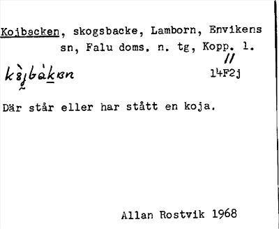 Bild på arkivkortet för arkivposten Kojbacken