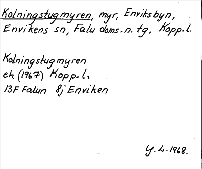 Bild på arkivkortet för arkivposten Kolningstugmyren