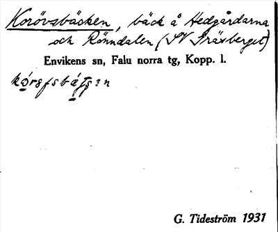 Bild på arkivkortet för arkivposten Korövsbäcken