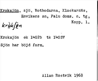 Bild på arkivkortet för arkivposten Kroksjön