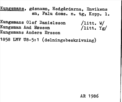 Bild på arkivkortet för arkivposten Kungsmans