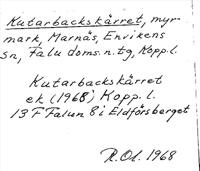 Bild på arkivkortet för arkivposten Kutarbackskärret