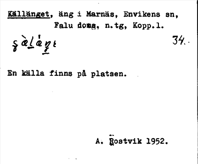Bild på arkivkortet för arkivposten Källänget