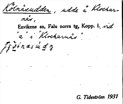 Bild på arkivkortet för arkivposten Kölnäsudden